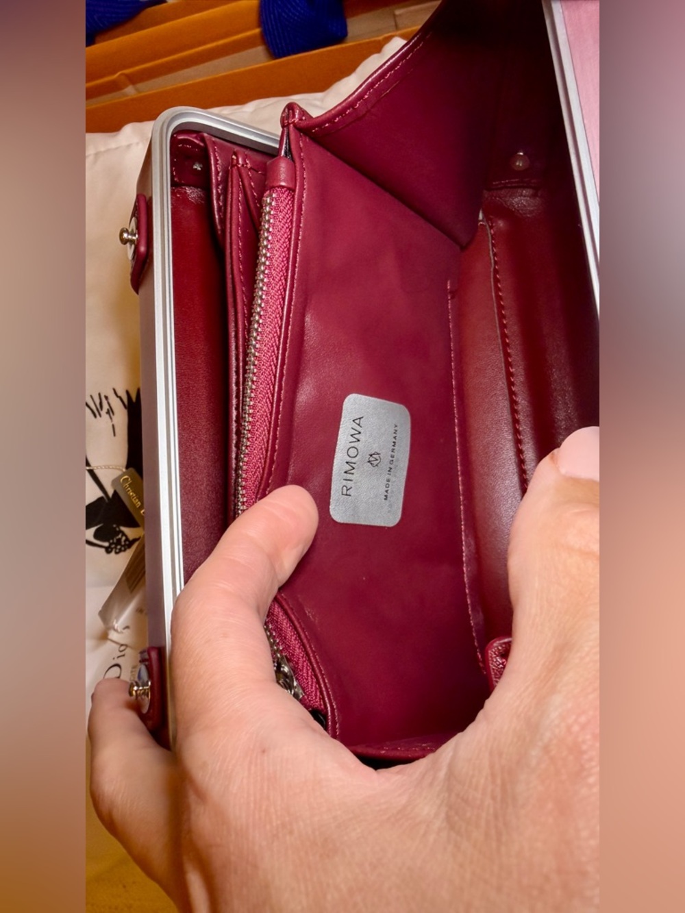 D.I.O.R Rimowa Metallic Blue Bag Wallet with Strap - Picture 8 of 11